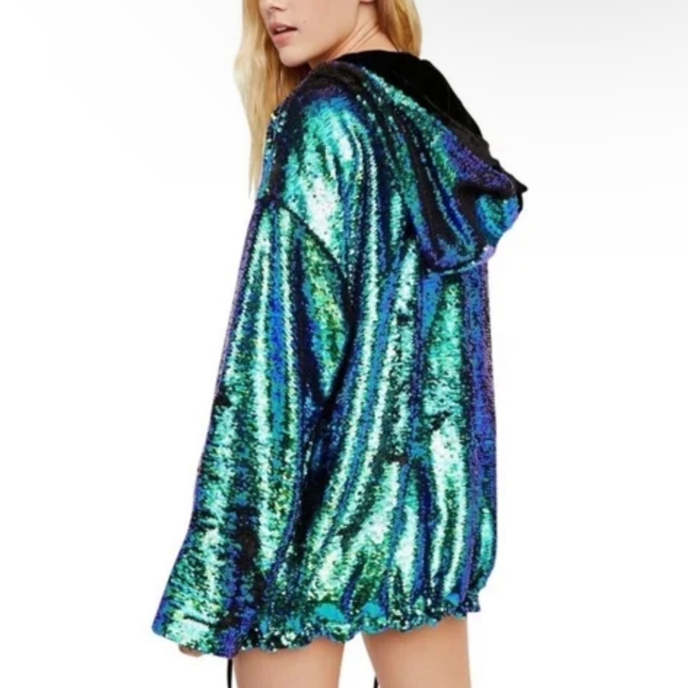 Free People City Lights Sequin Hoodie jacket size XS